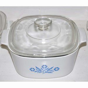Vintage Corning Ware 2-1/2 Quart Casserole Pyrex Lid Cornflower Design